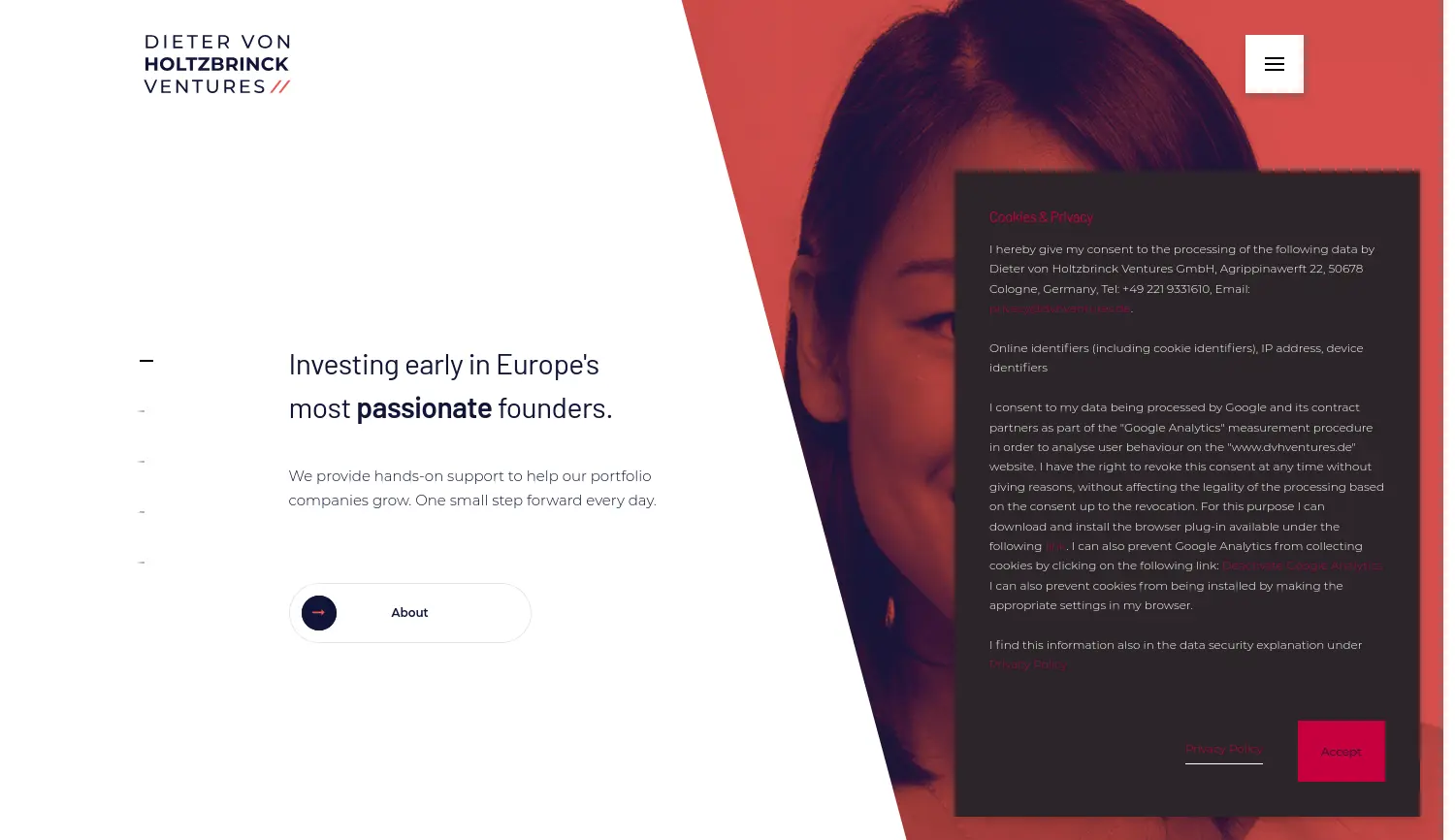 Website der Firma Dieter von Holtzbrinck Ventures GmbH