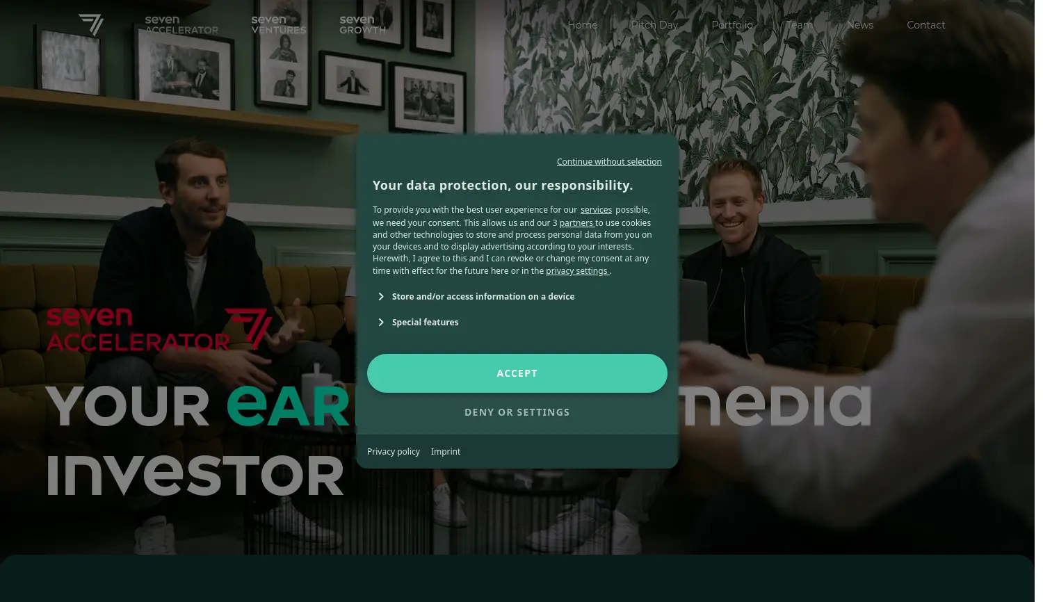 Website der Firma SevenVentures GmbH