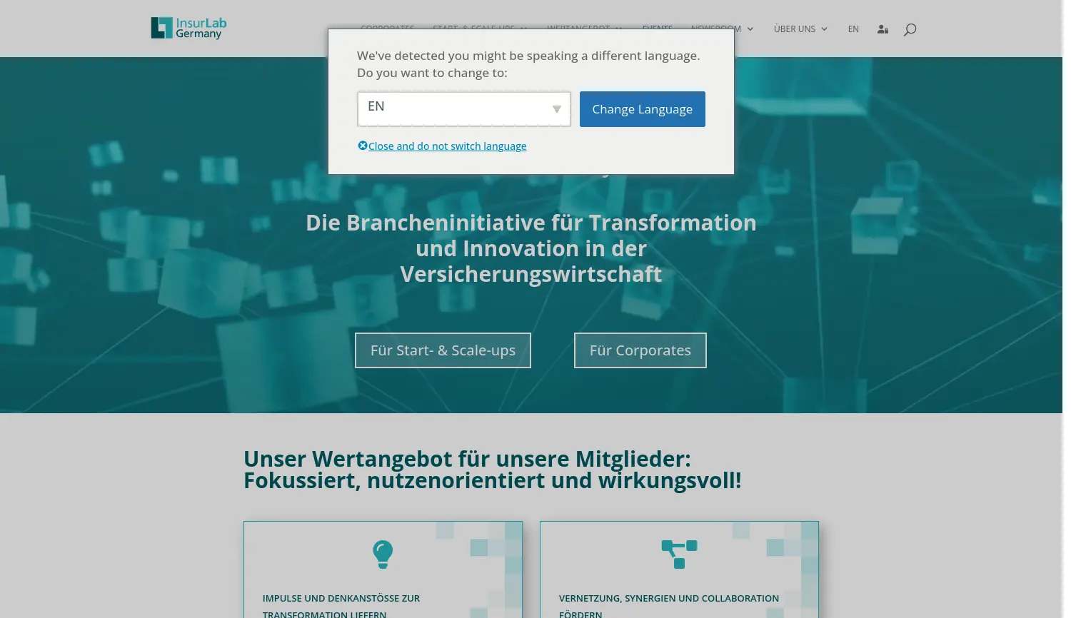 Website der Firma InsurLab Germany e.V.