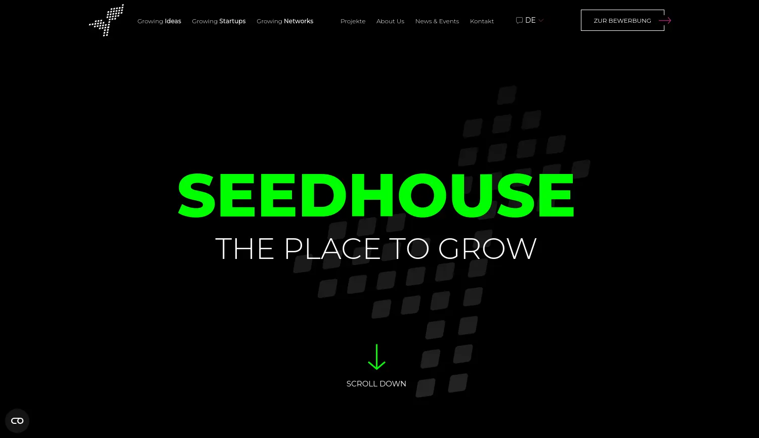 Website der Firma Seedhouse Accelerator GmbH