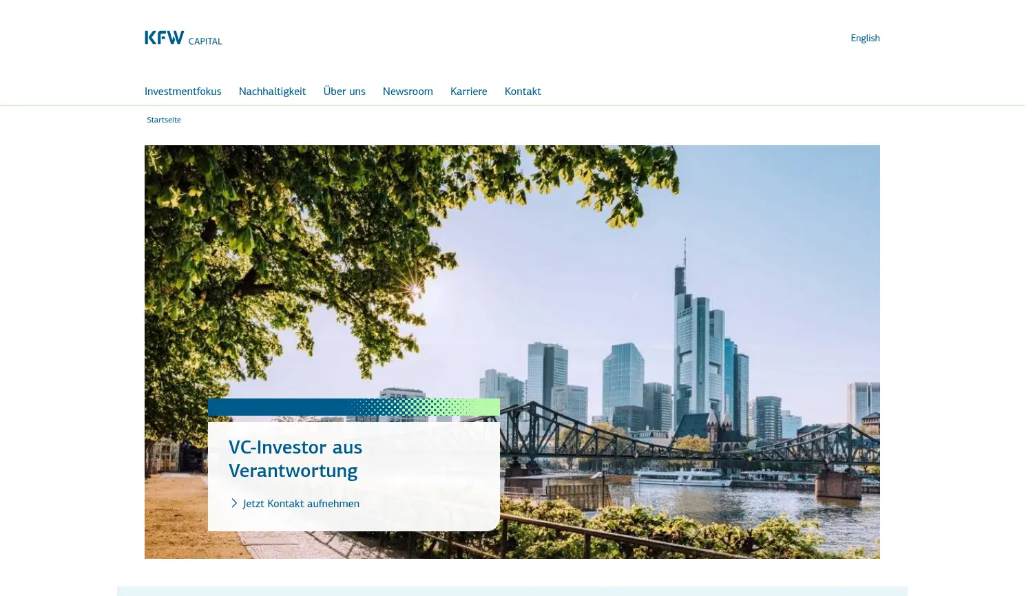 Website der Firma KfW Capital GmbH & Co. KG