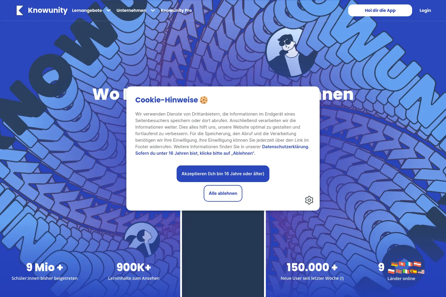 Website der Firma Knowunity GmbH
