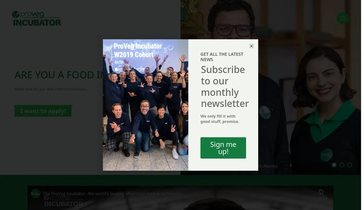 Website der Firma ProVeg Incubator