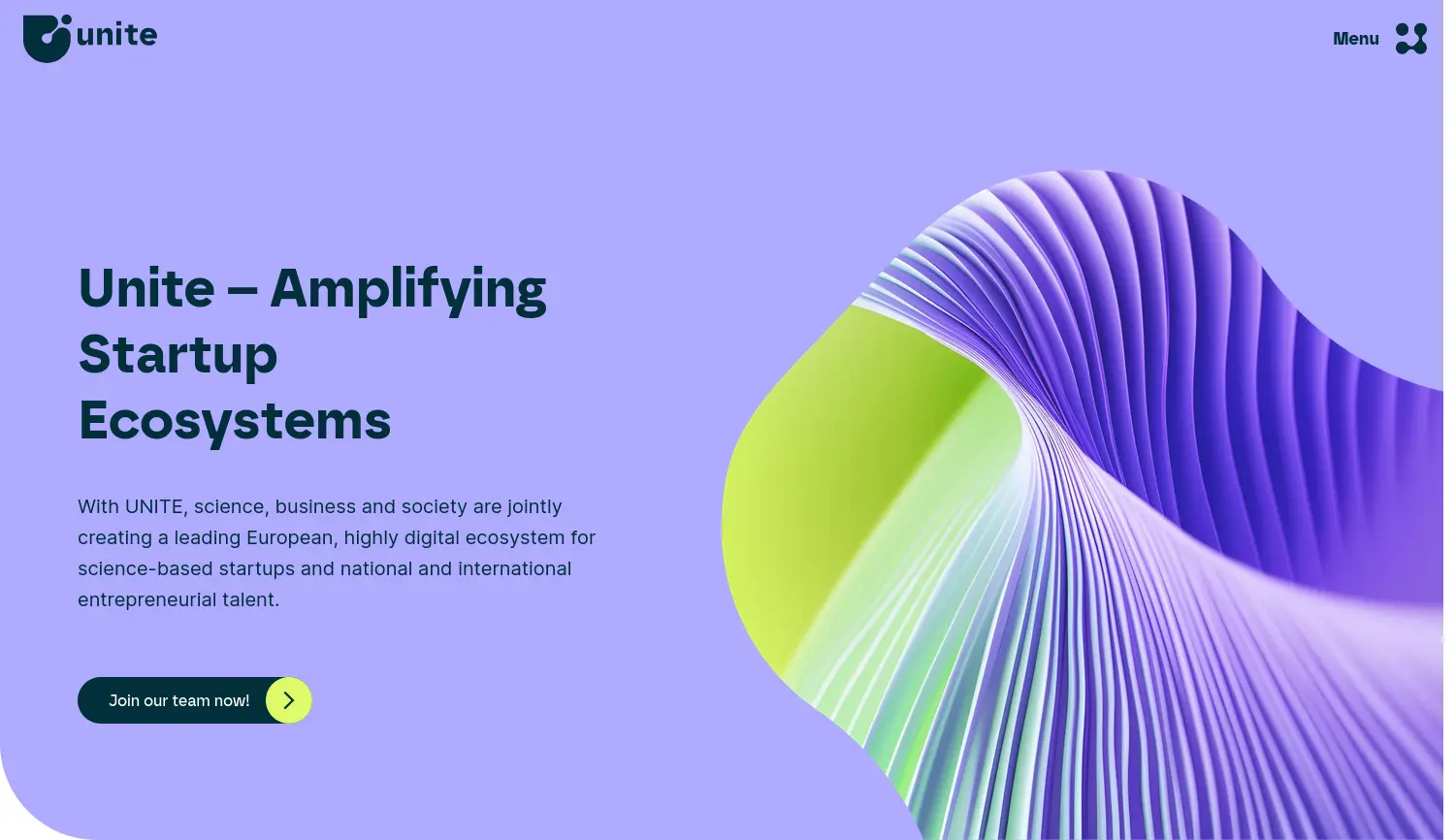 Website der Firma UNITE Sciences e.V.