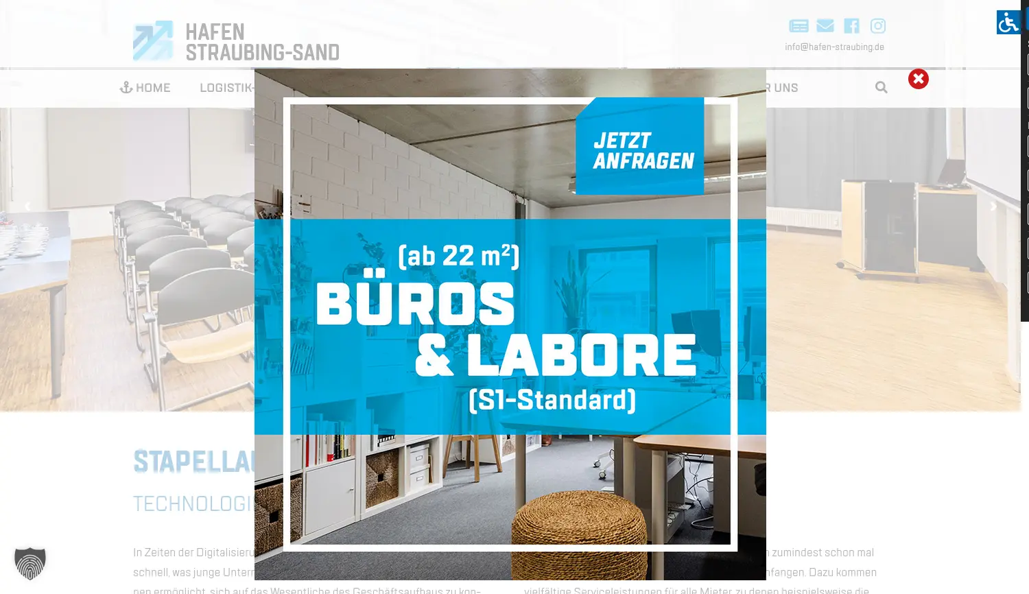 Website der Firma Zweckverband Hafen Straubing-Sand