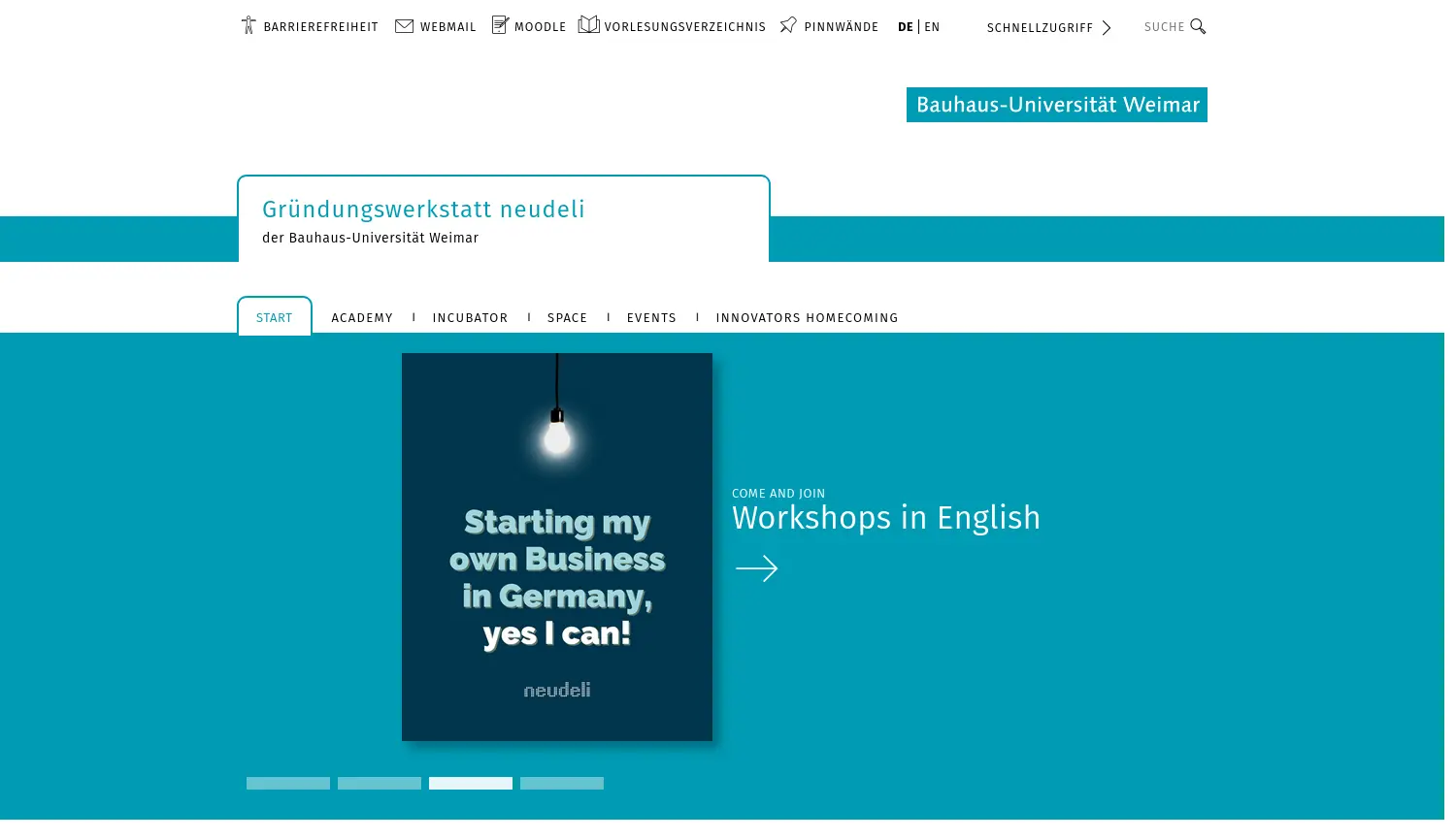 Website der Firma Bauhaus-Universität Weimar
