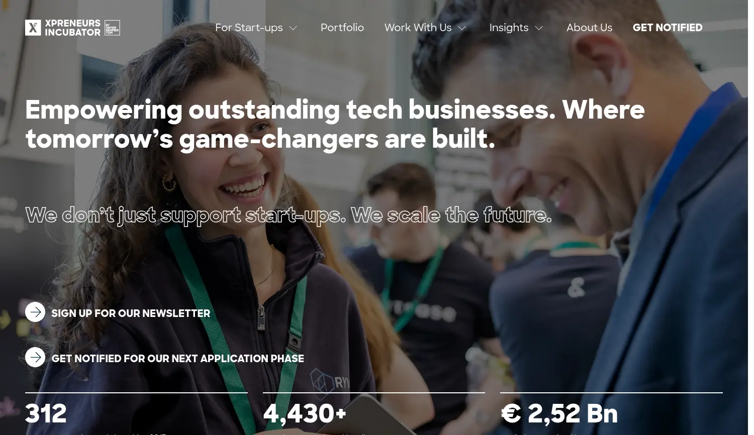 Website der Firma UnternehmerTUM GmbH