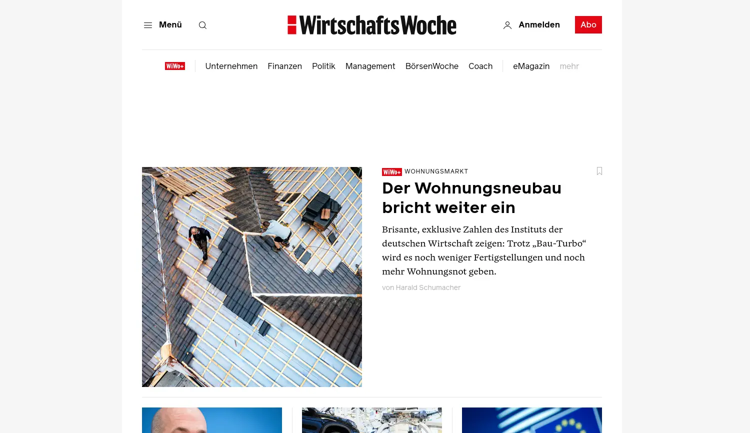 Website der Firma WirtschaftsWoche