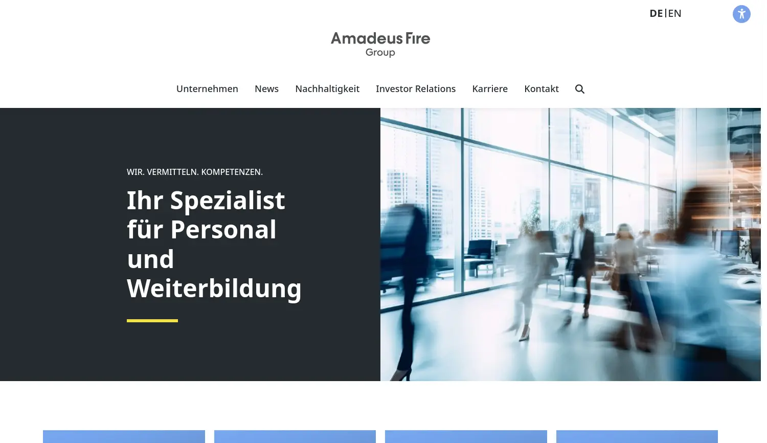 Website der Firma Amadeus Fire AG