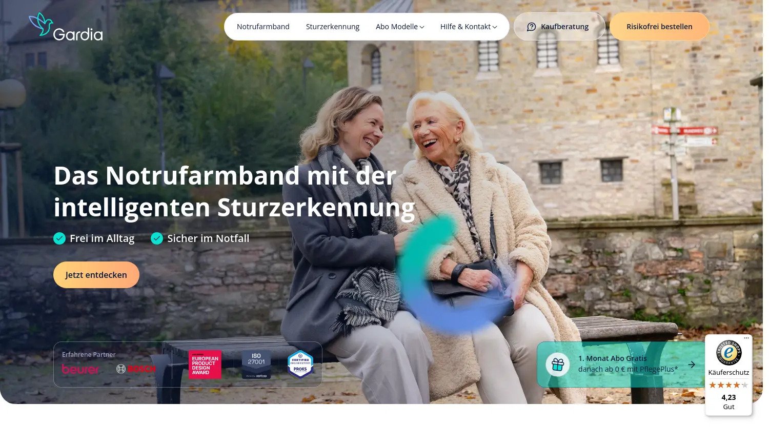 Website der Firma Gardia