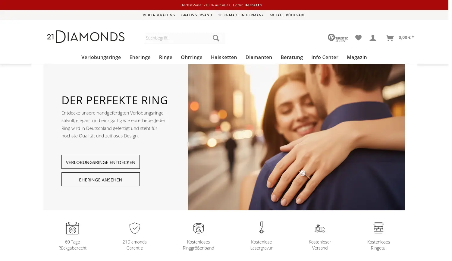 Website der Firma 21Diamonds