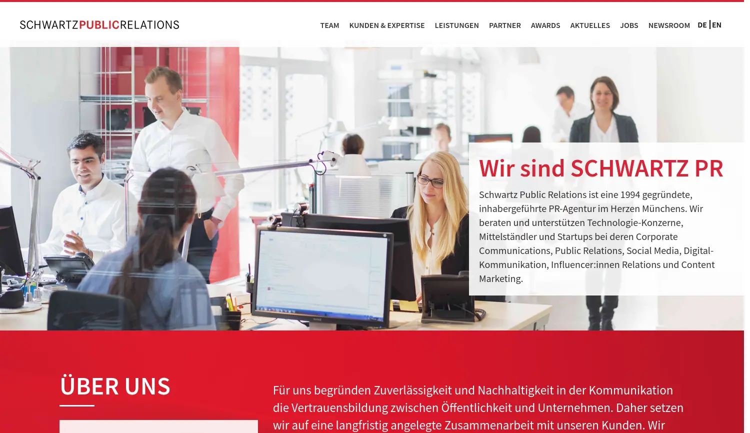 Website der Firma Schwartz Public Relations GmbH