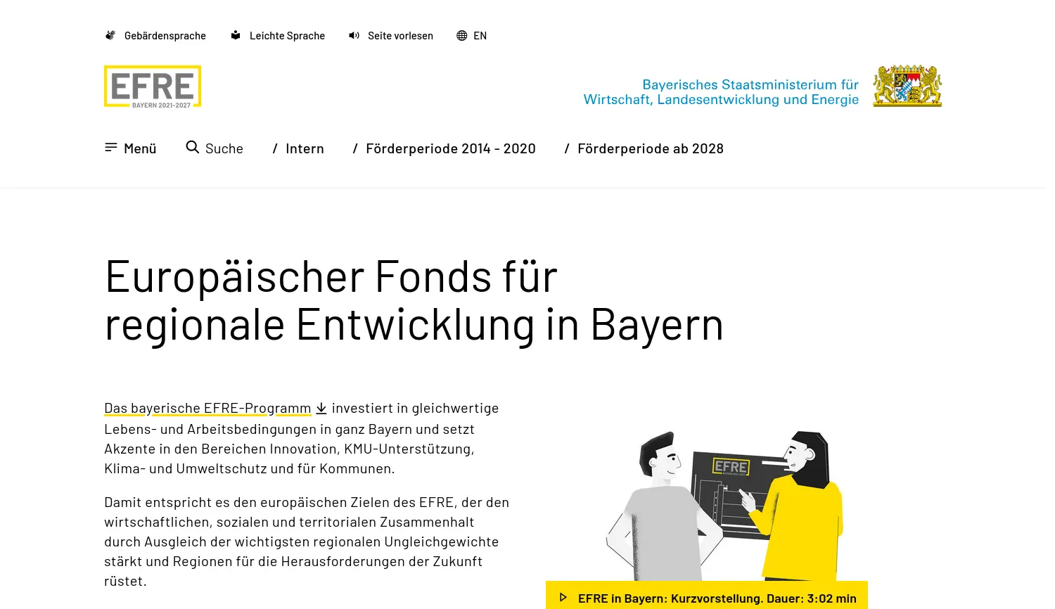 Website der Firma Bayerisches Staatsministerium für Wirtschaft, Landesentwicklung und Energie (Verwaltungsbehörde für EFRE Bayern)