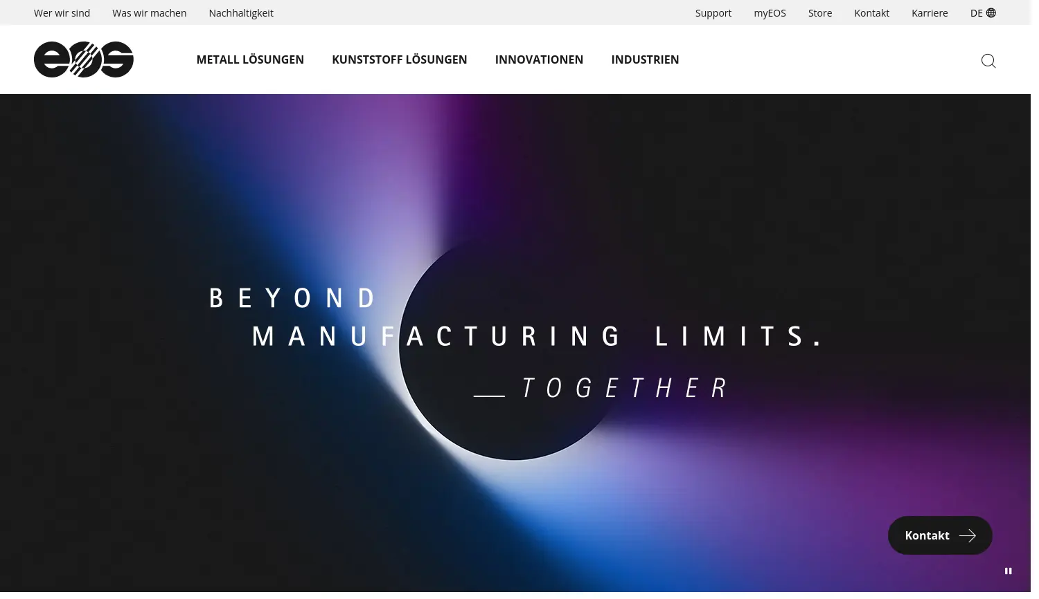 Website der Firma EOS GmbH