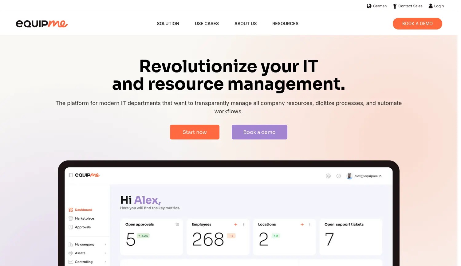 Website der Firma equipme GmbH