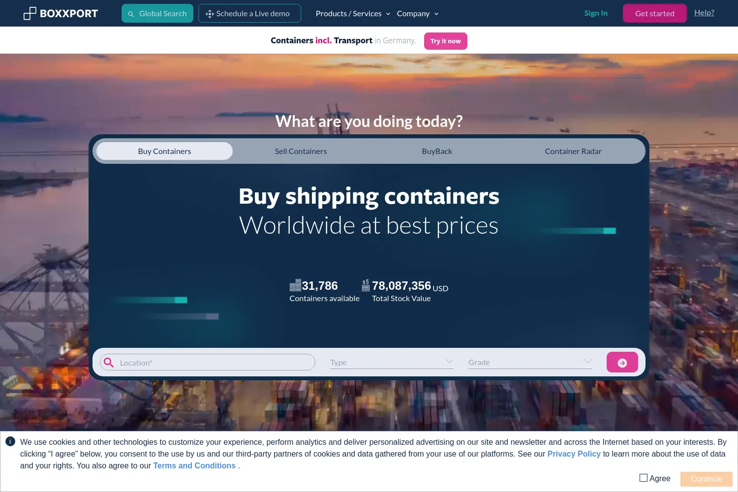 Website der Firma Boxxport GmbH