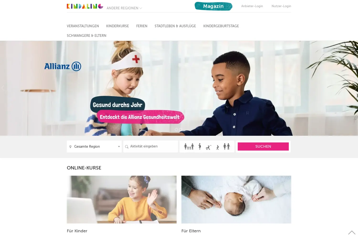 Website der Firma Kindaling GmbH