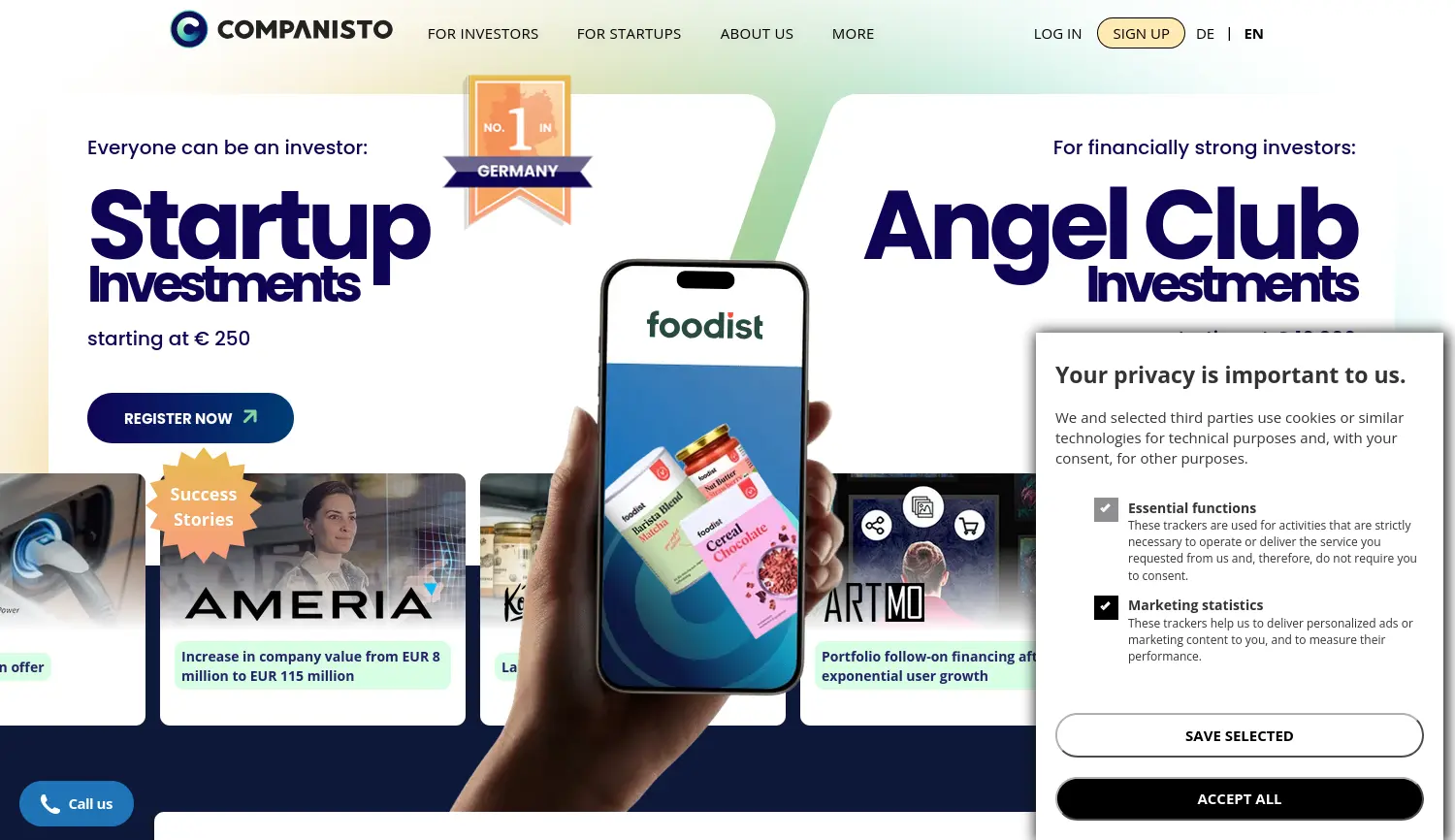Website der Firma Companisto GmbH