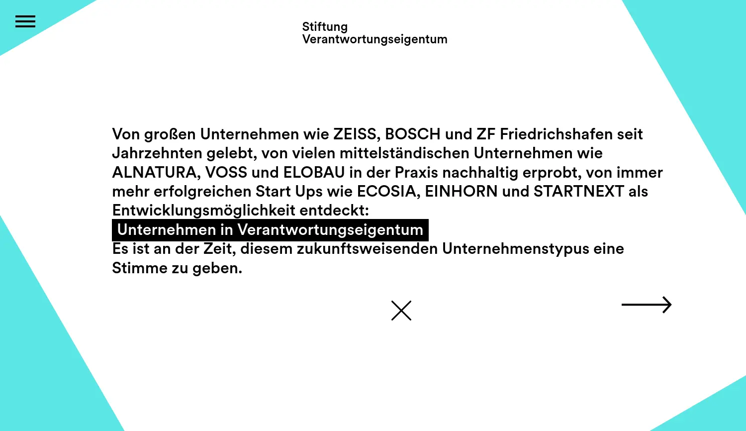 Website der Firma Stiftung Verantwortungseigentum