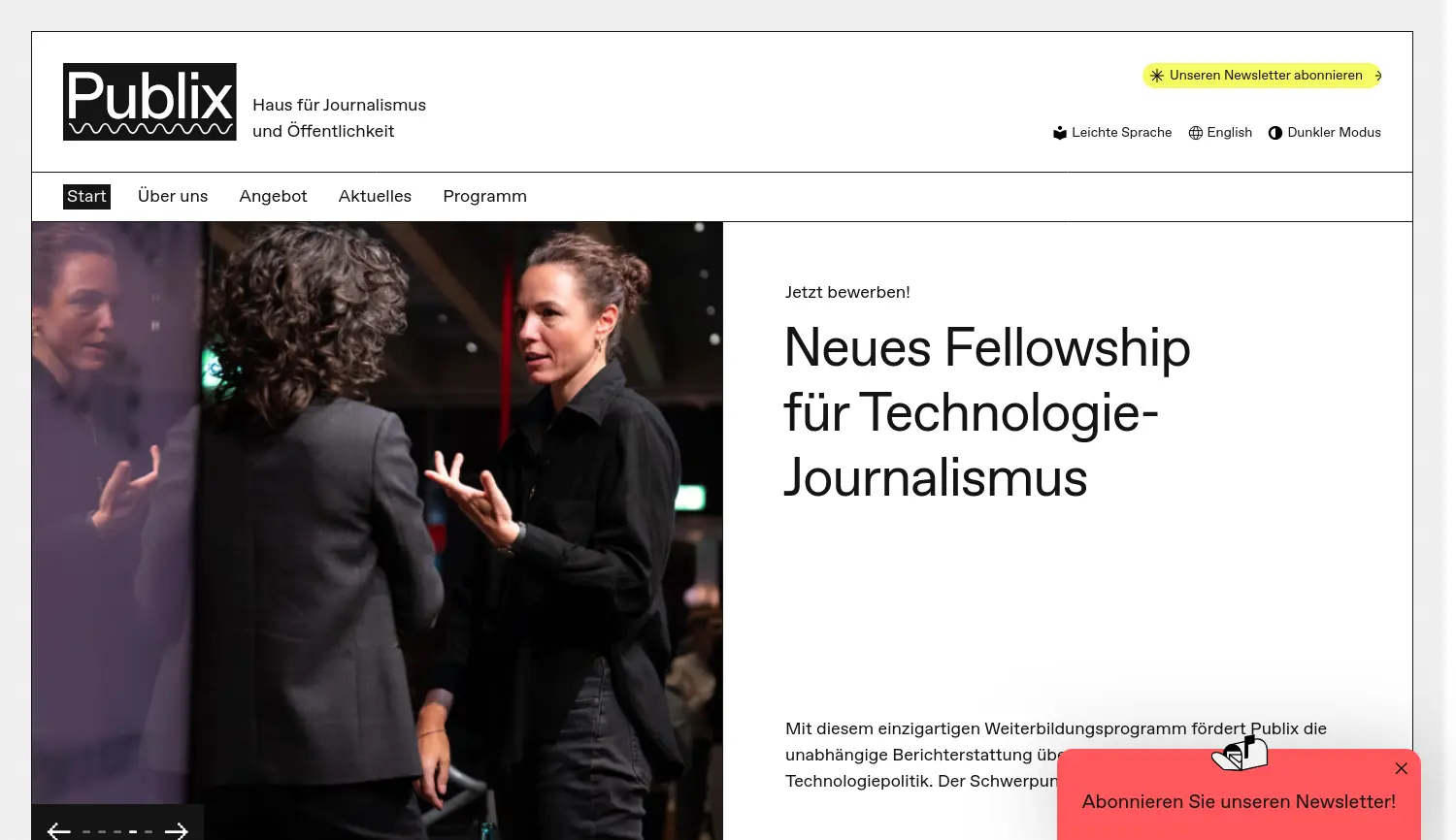 Website der Firma Publix gGmbH