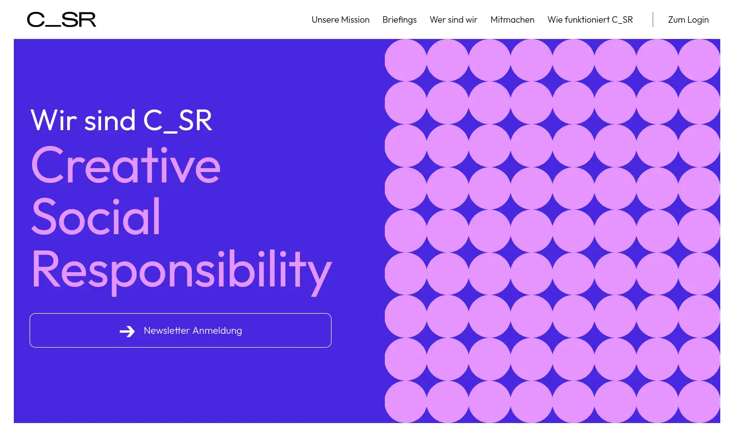 Website der Firma C SR Creative Social Responsibility gGmbH in Gründung