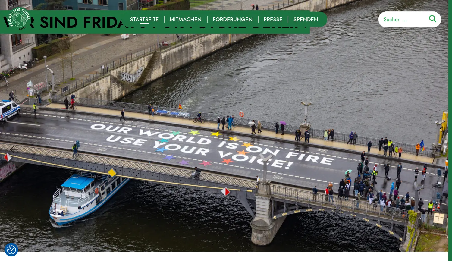 Website der Firma Fridays for Future Berlin