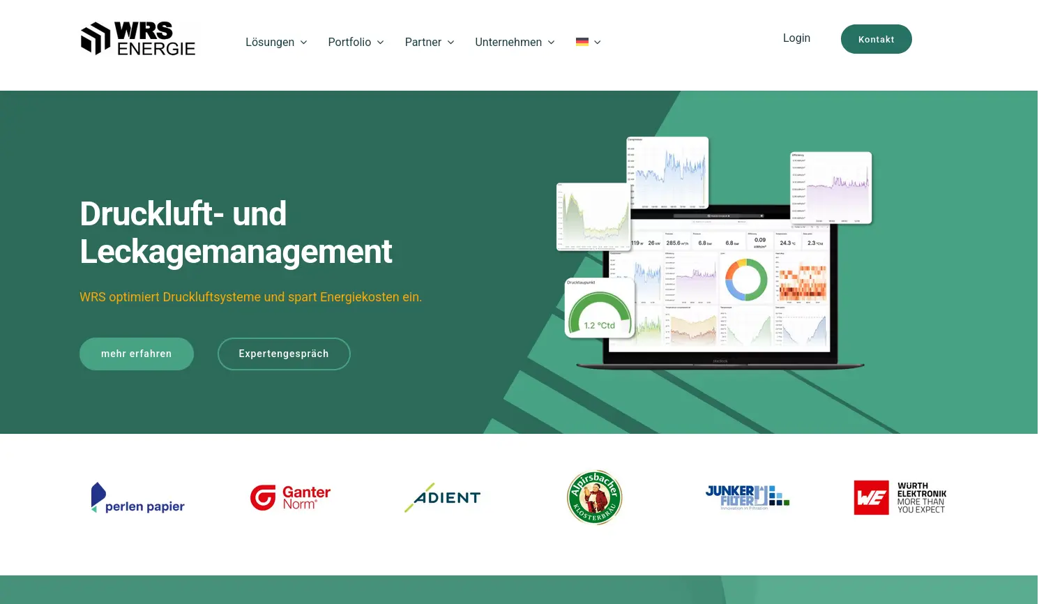 Website der Firma WRS Energie + Druckluft GmbH