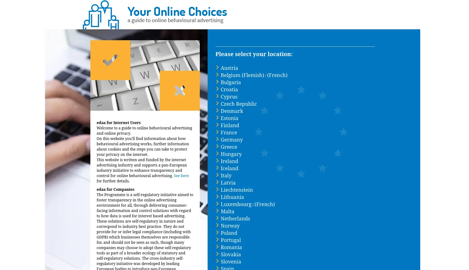 Website der Firma EDAA (European Interactive Digital Advertising Alliance)