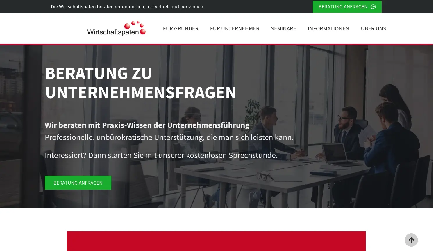 Website der Firma Die Wirtschaftspaten e. V.