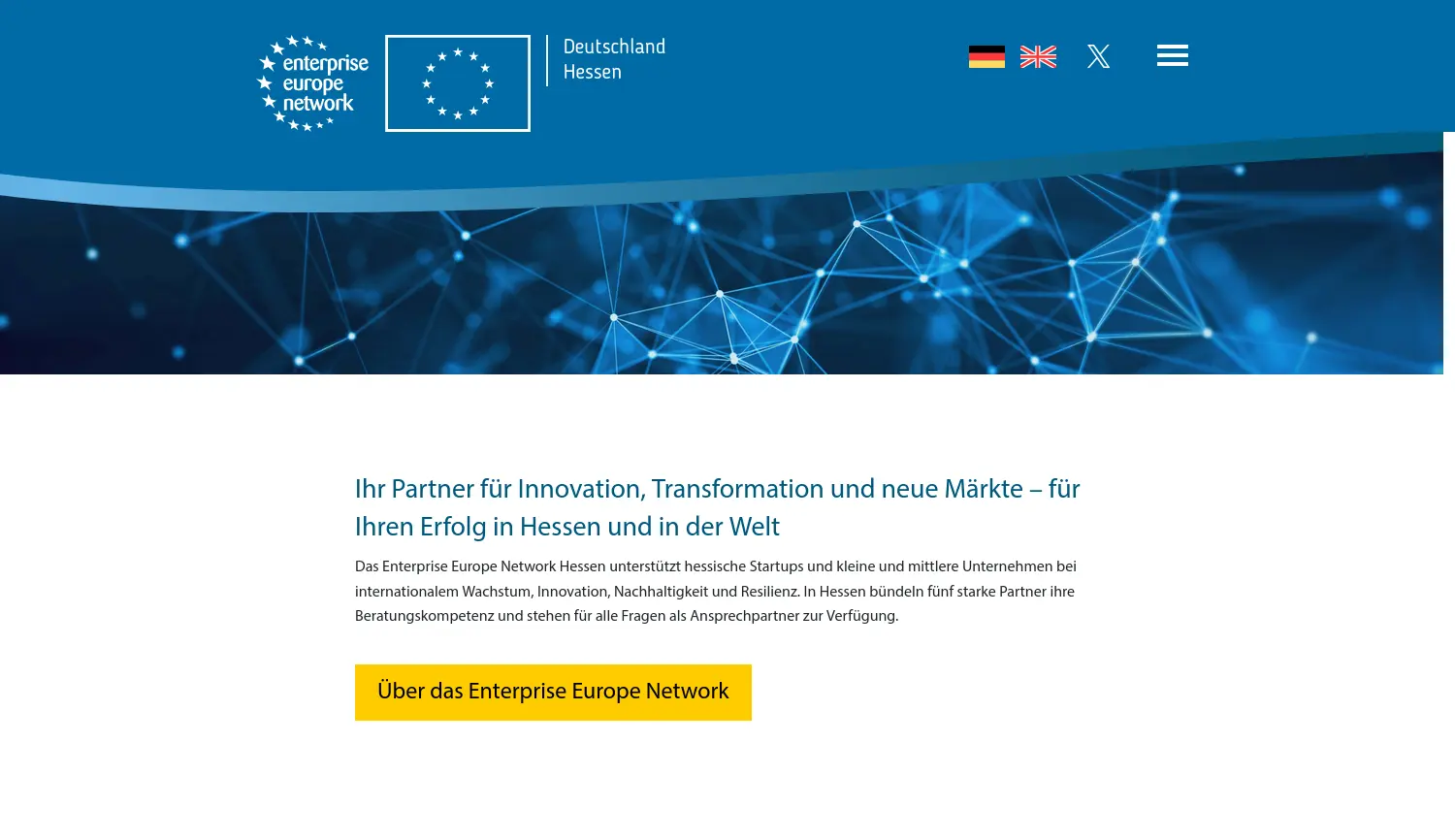 Website der Firma Enterprise Europe Network Hessen (Koordinierung durch Hessen Trade & Invest GmbH)