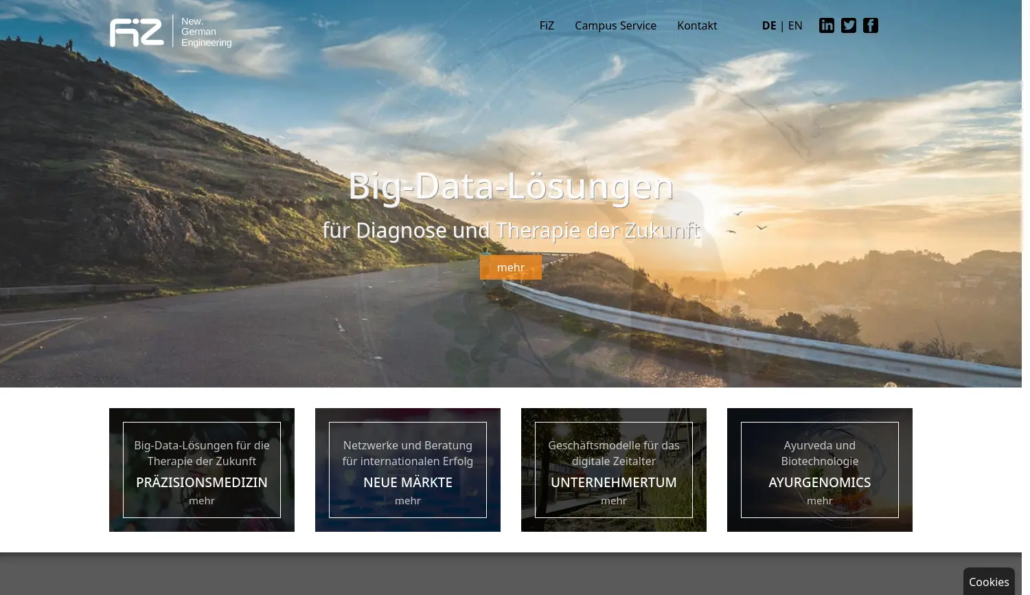 Website der Firma Frankfurter Innovationszentrum Biotechnologie
