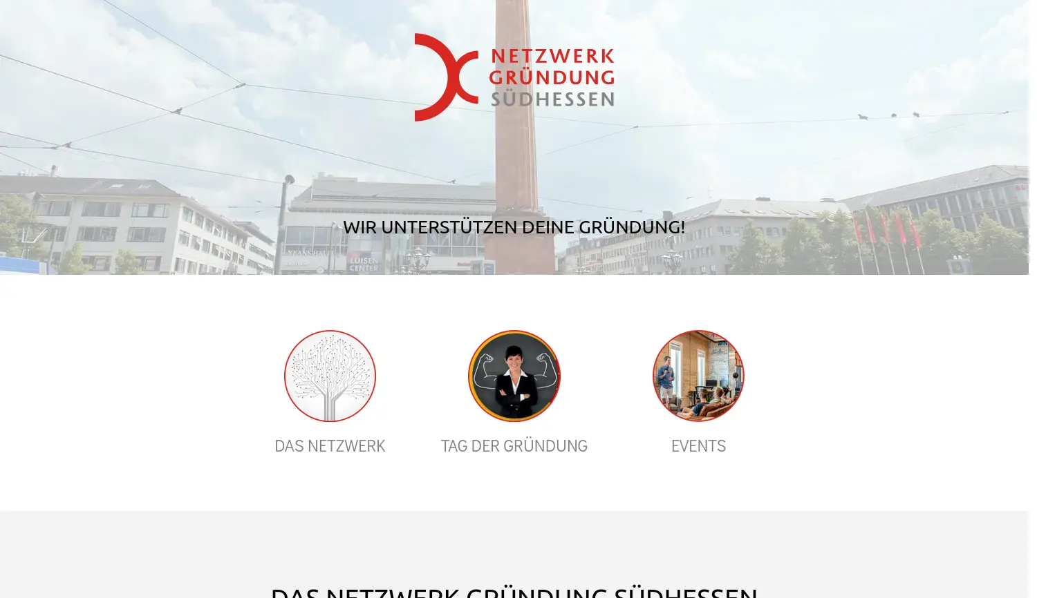 Website der Firma Netzwerk Gründung Südhessen (Kooperation zahlreicher Beratungsstellen)