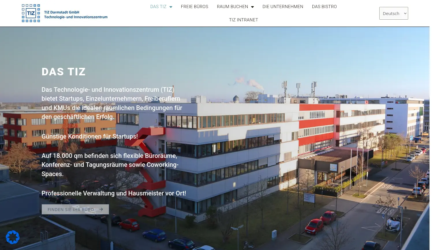 Website der Firma TIZ Darmstadt GmbH
