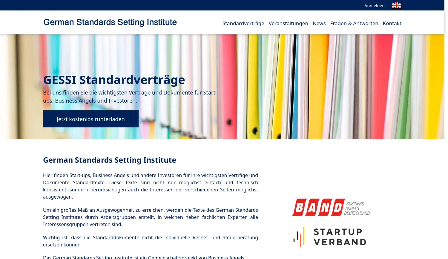 Website der Firma German Standards Setting Institute GbR