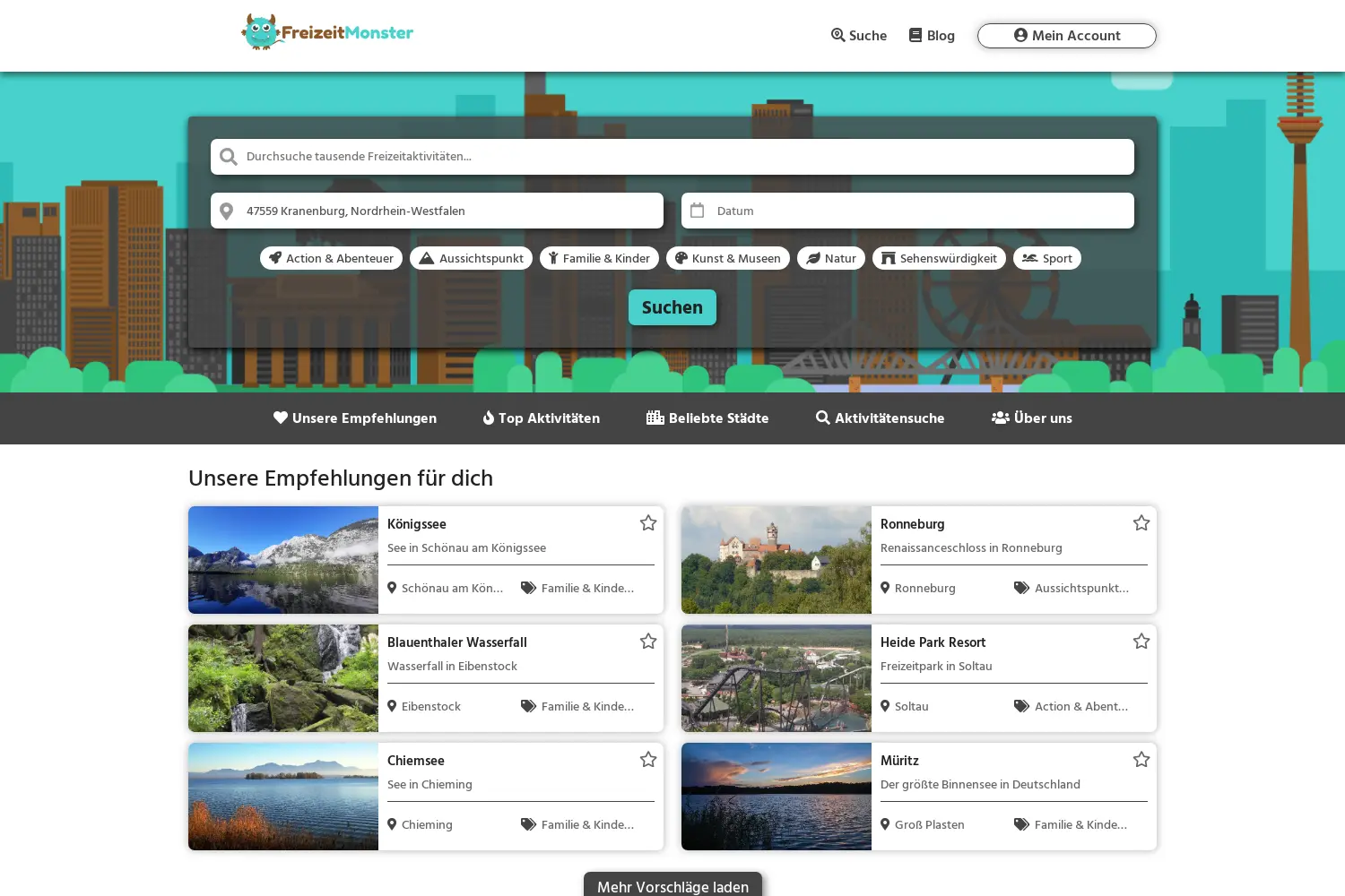 Website der Firma FreizeitMonster UG
