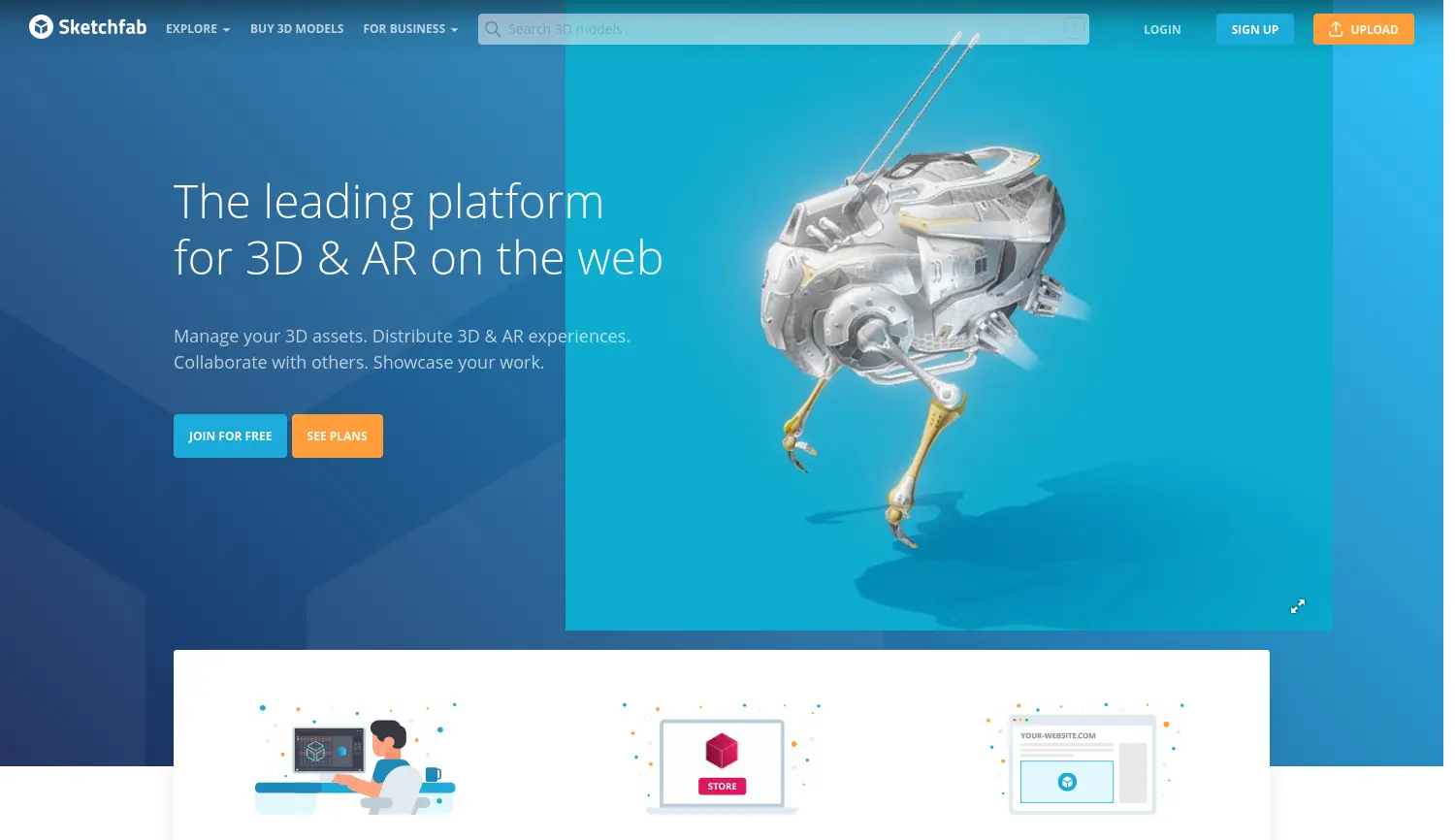 Website der Firma Sketchfab, Inc.