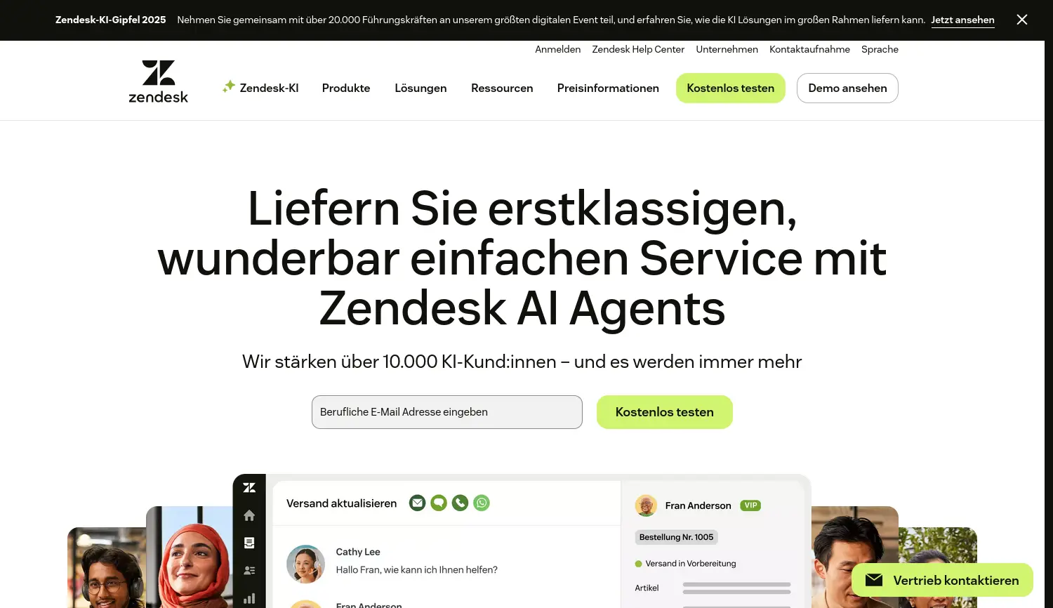 Website der Firma Zendesk