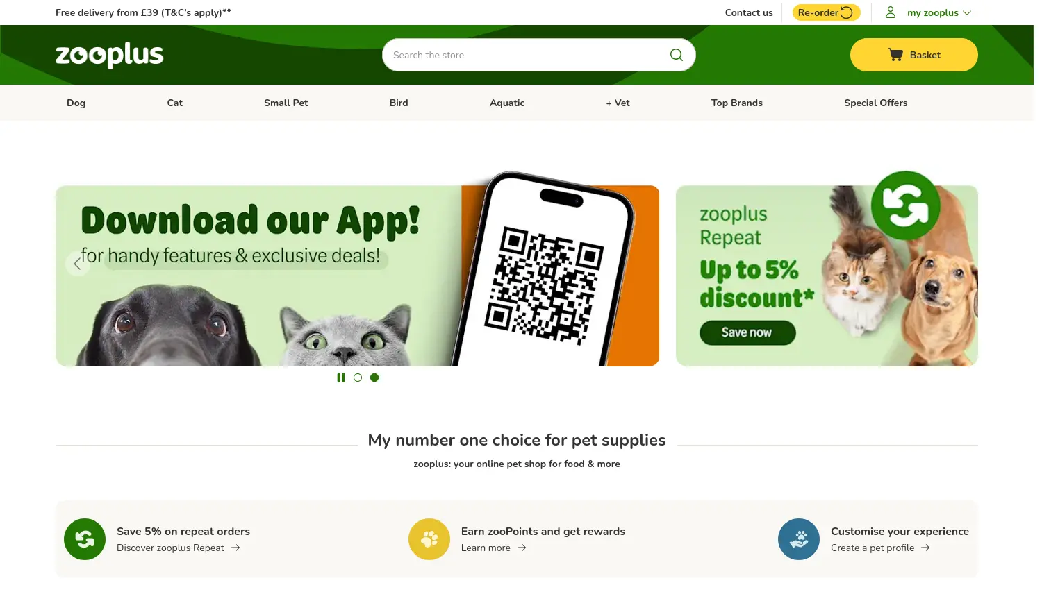 Website der Firma zooplus SE