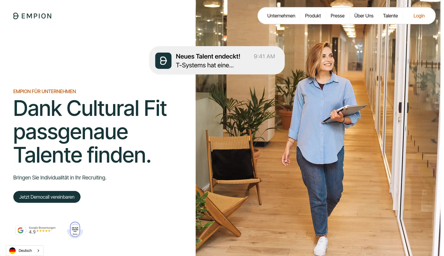 Website der Firma Empion GmbH