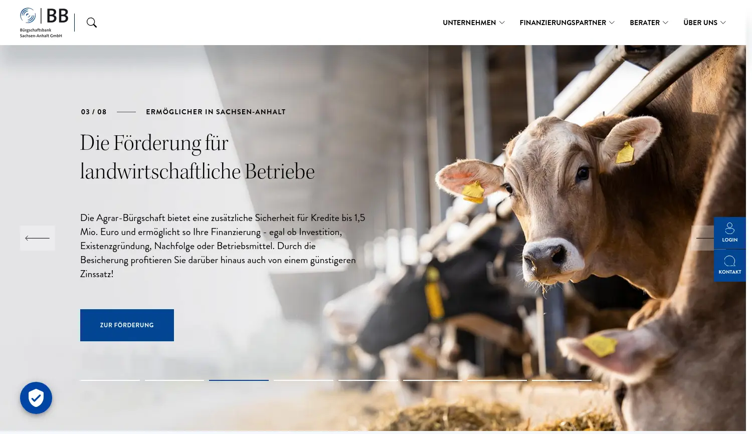 Website der Firma Bürgschaftsbank Sachsen-Anhalt
