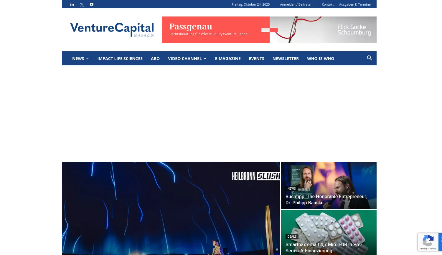 Website der Firma VC Magazin