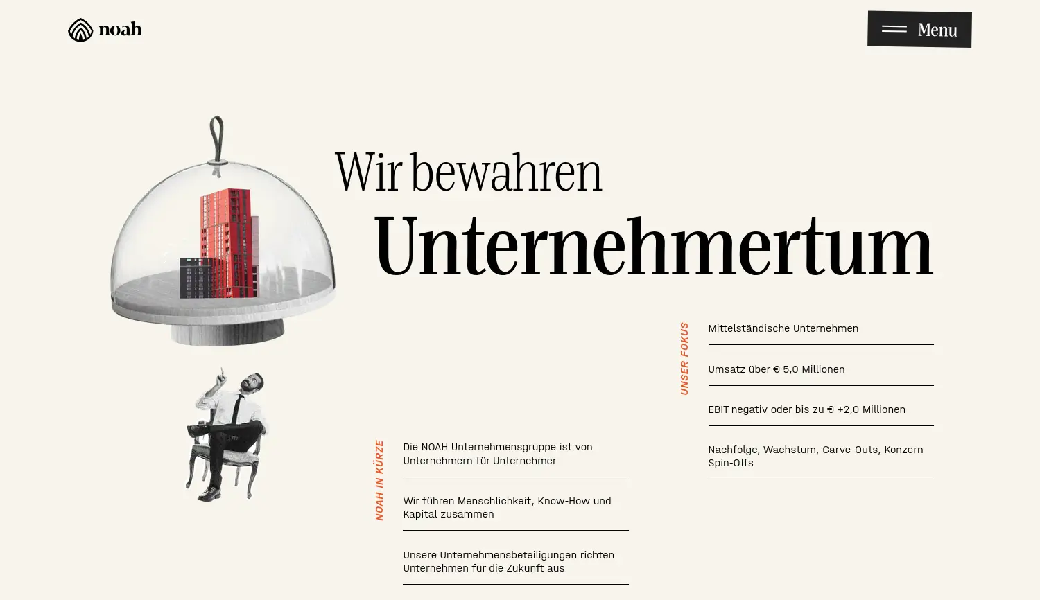 Website der Firma NOAH Unternehmensgruppe GmbH