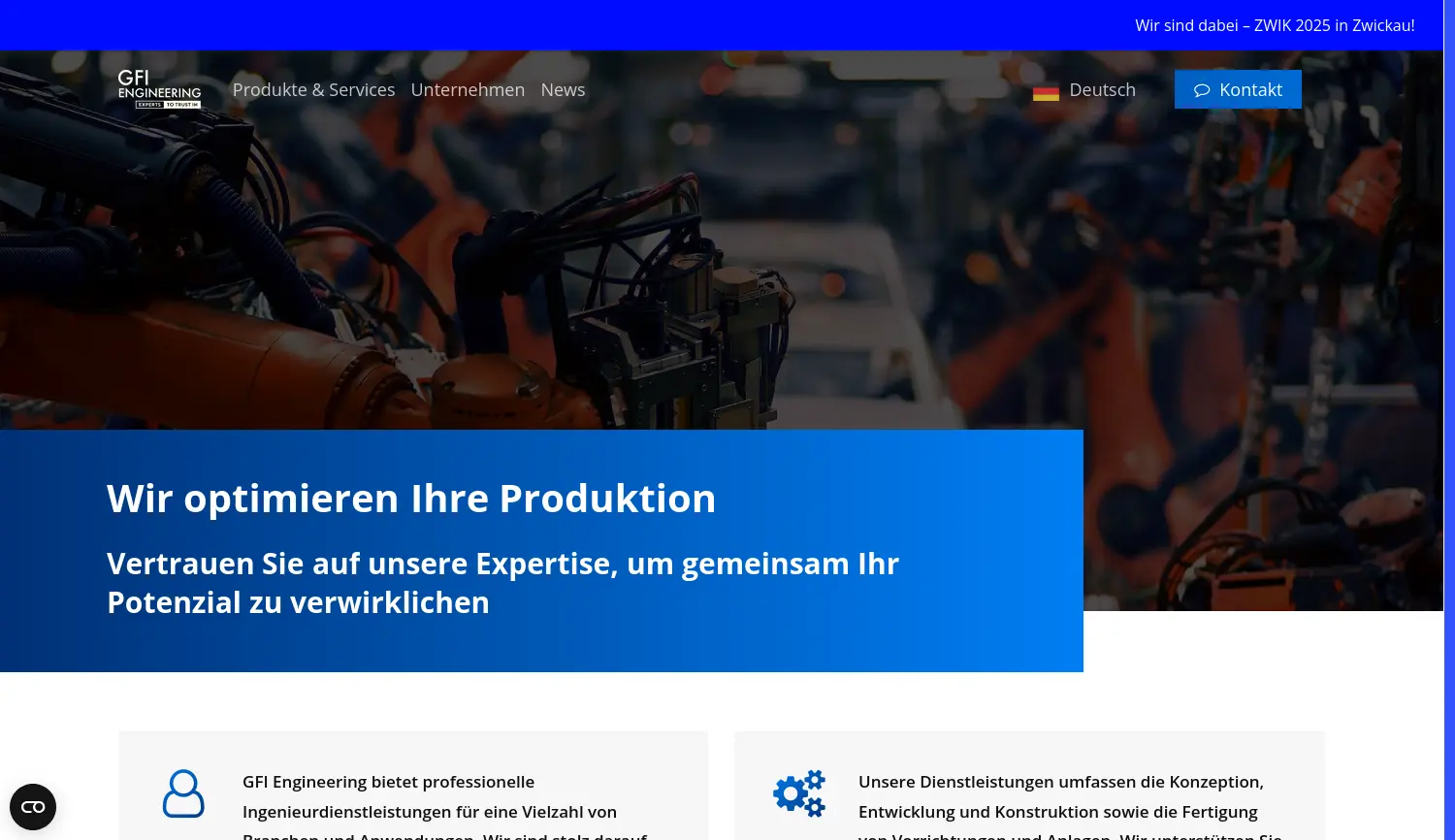 Website der Firma Gesellschaft für Ingenieurdienste mbH