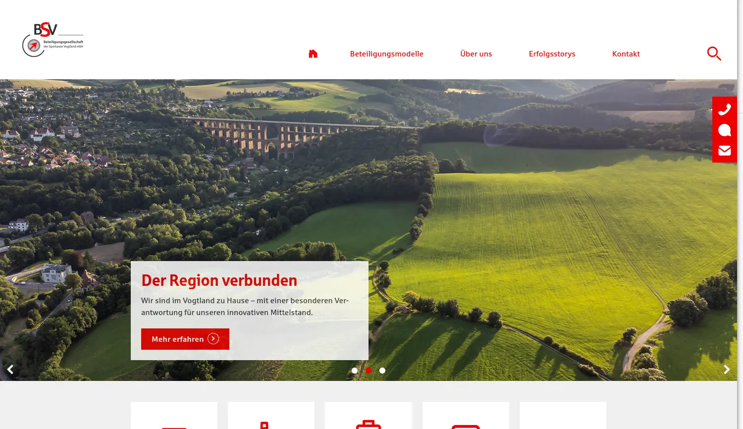 Website der Firma BSV-Beteiligungsgesellschaft der Sparkasse Vogtland mbH