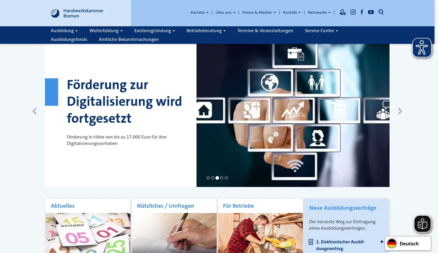 Website der Firma Handwerkskammer Bremen