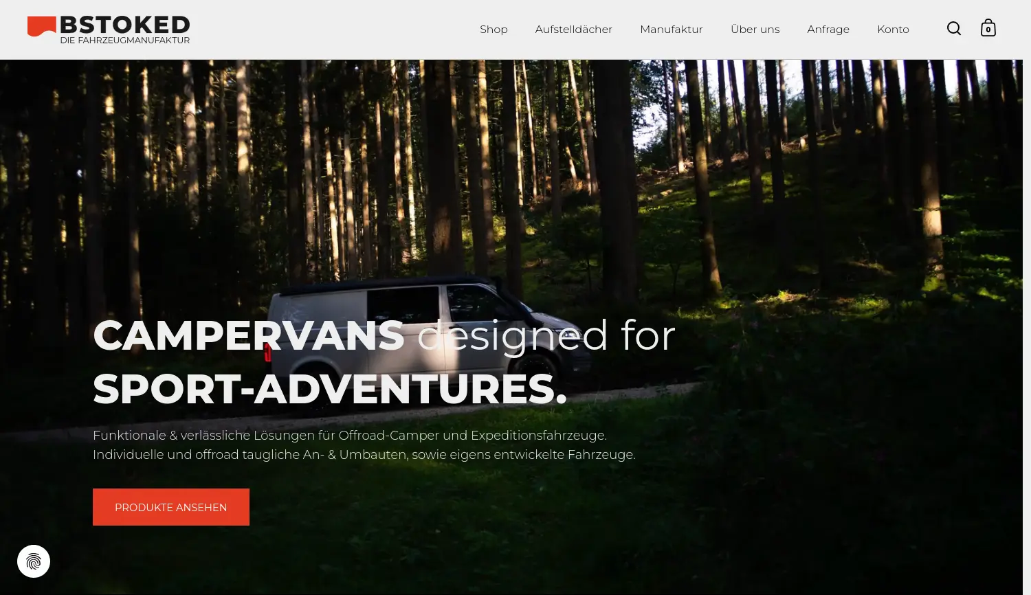 Website der Firma BStoked GmbH