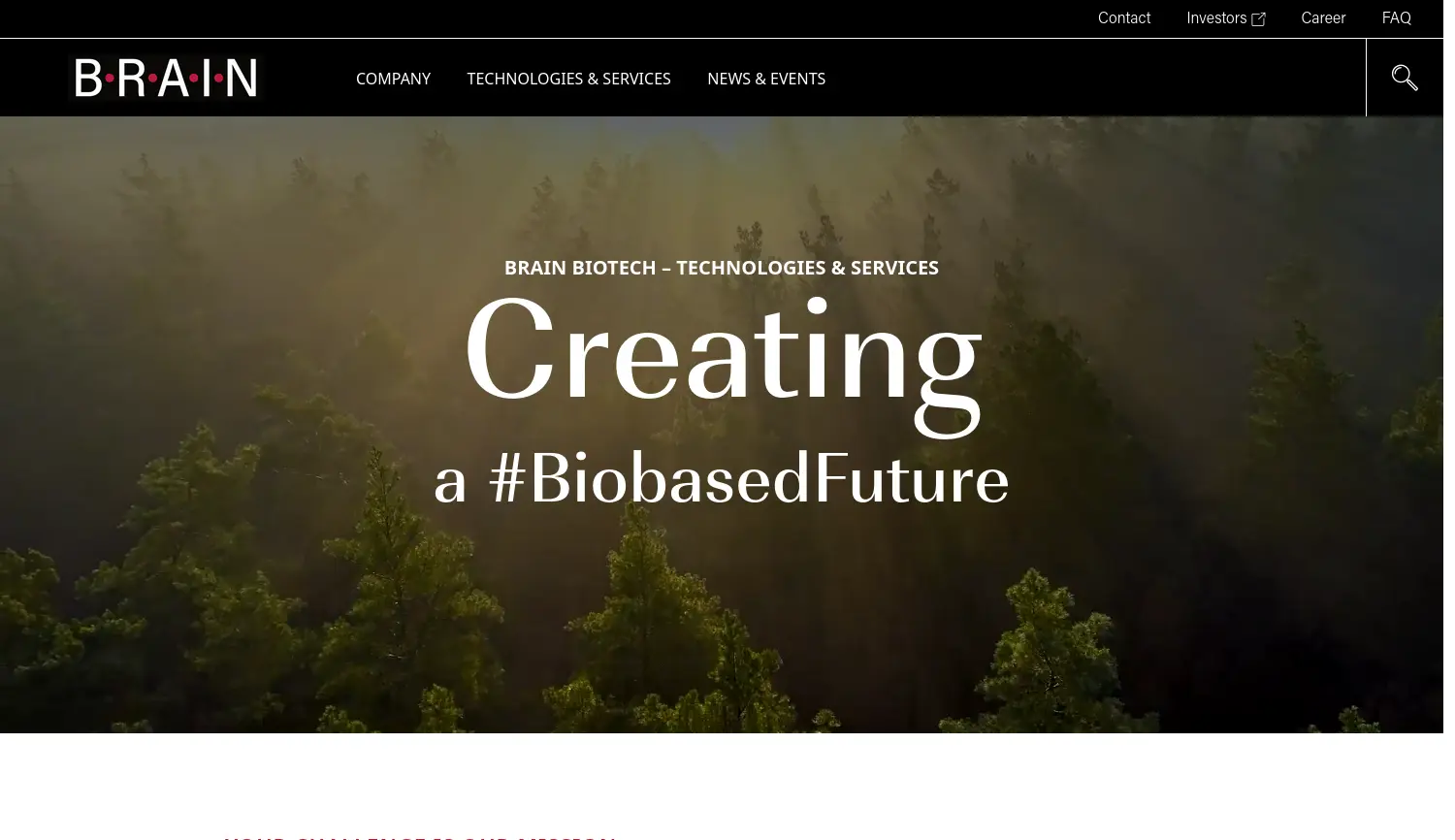 Website der Firma BRAIN Biotech AG