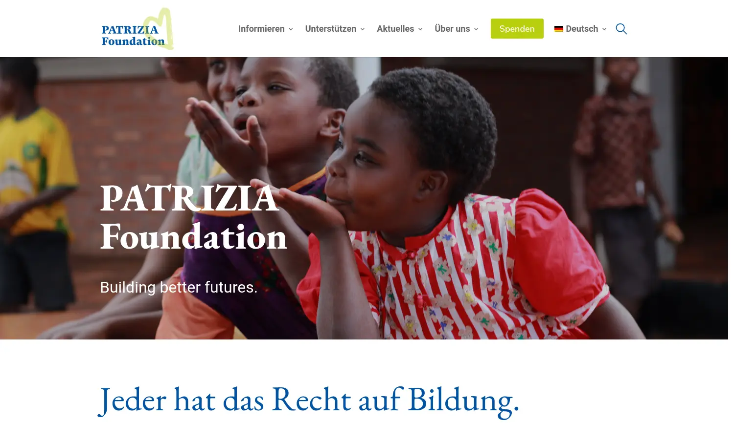 Website der Firma PATRIZIA Foundation