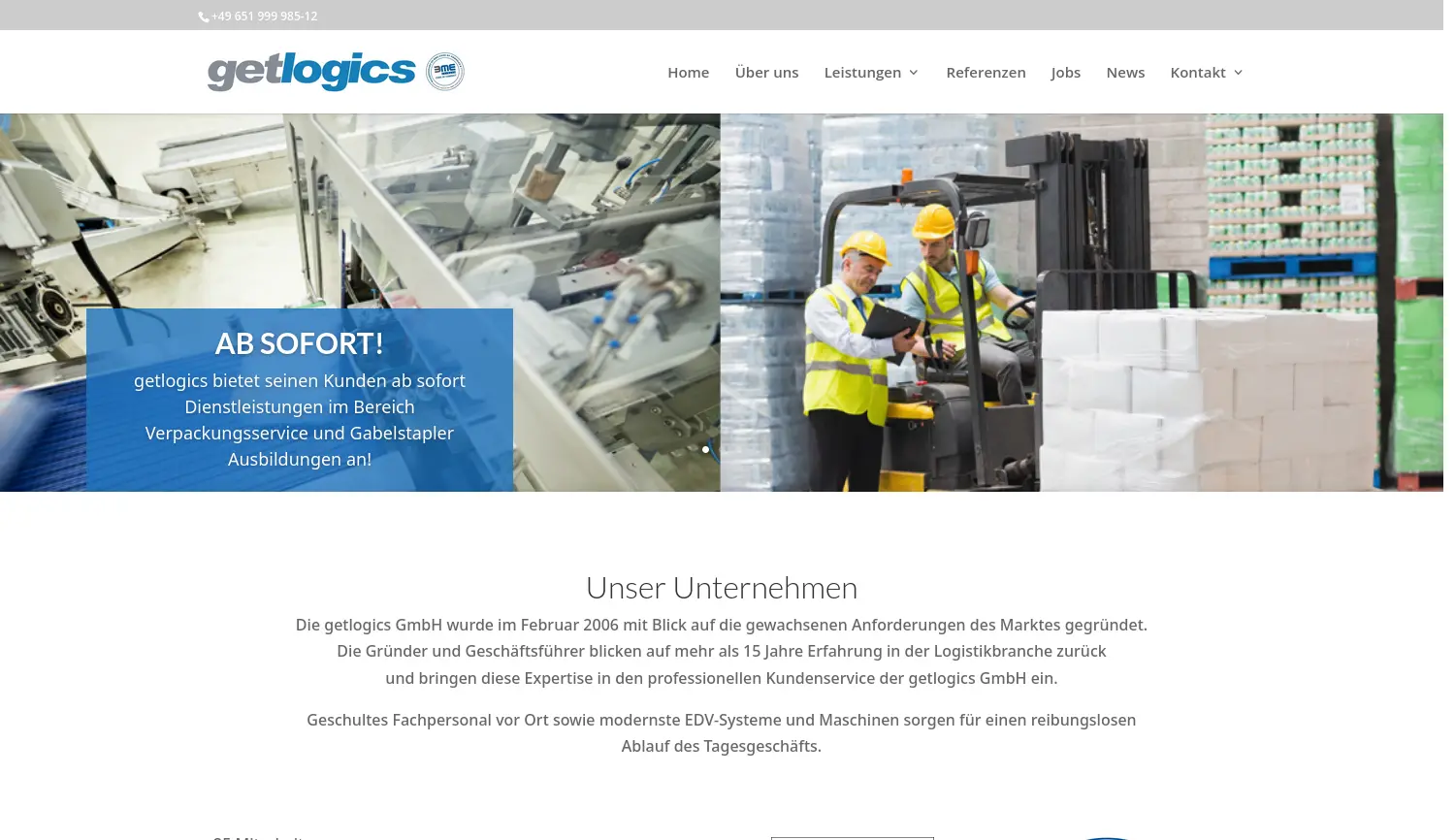 Website der Firma getlogics GmbH
