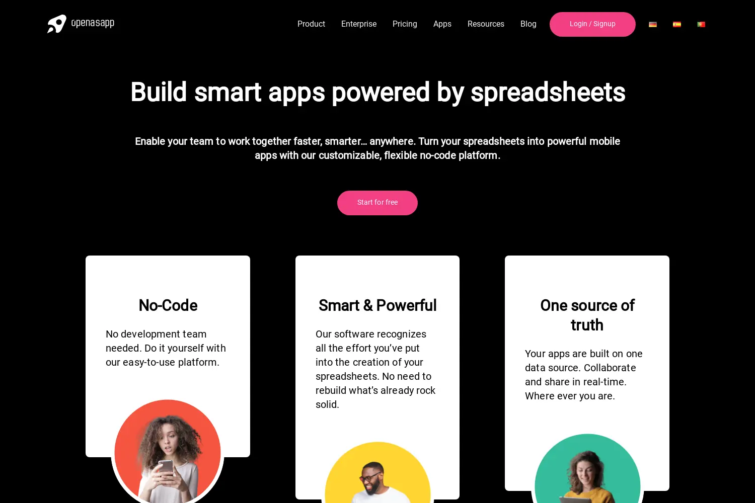Website der Firma Open as App GmbH